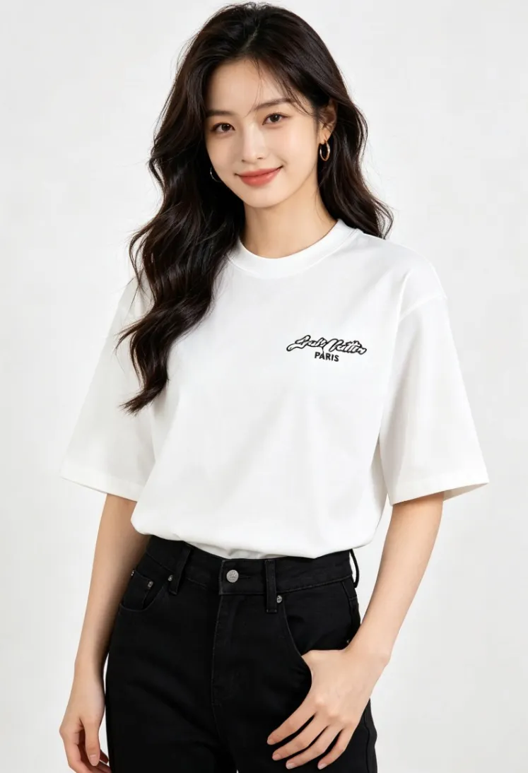 Louis Vuitton/Louis Vuitton heavy duty frayed embroidered patch embroidered short sleeves